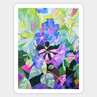 Purple blue Bindweed (morning glory) flowers in watercolor Sticker